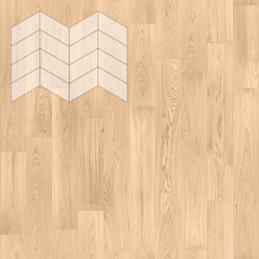 Паркет Елка Французская Lab Arte Chevron Дуб Селект Блонд лак 400/313х150х14/3/60° в интерьере