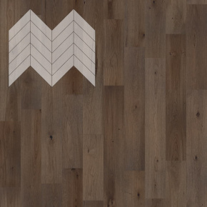 Паркет Елка Французская Lab Arte Chevron Дуб Селект Кайт лак 600/475х125х14/3/45° в интерьере